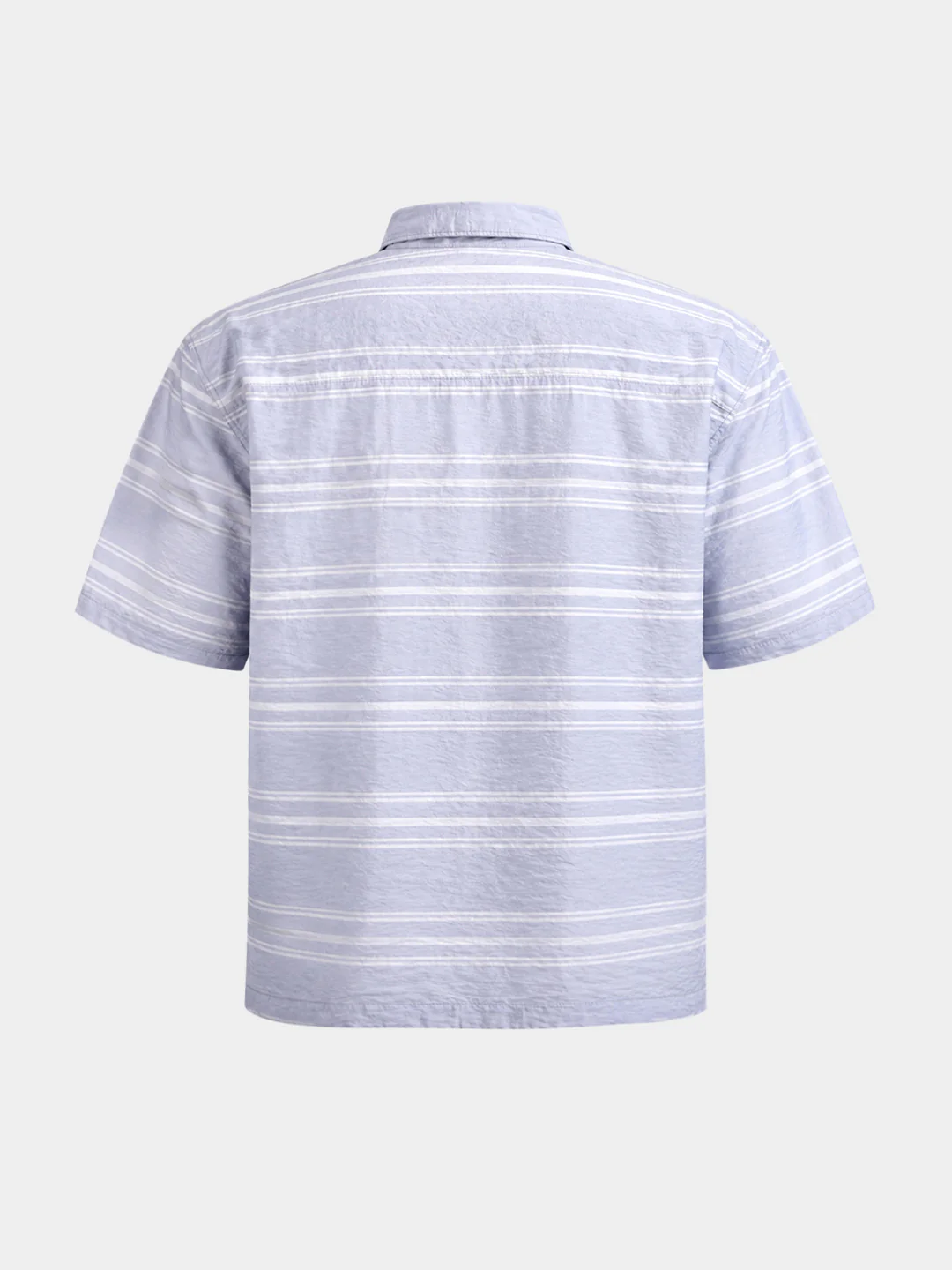 Men's Blue Boxy Fit Striped Resort Wear Shirt - Image 7