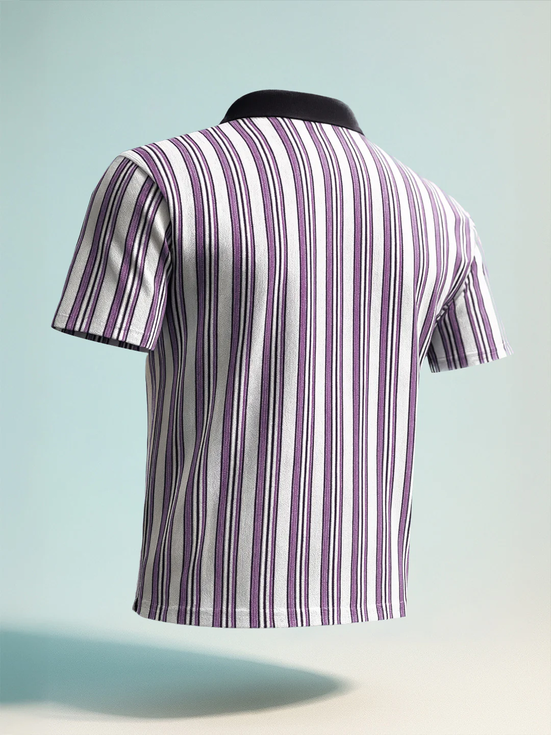 Men's Purple Boxy Fit Vertical Stripes Casual T-Shirt - Image 2