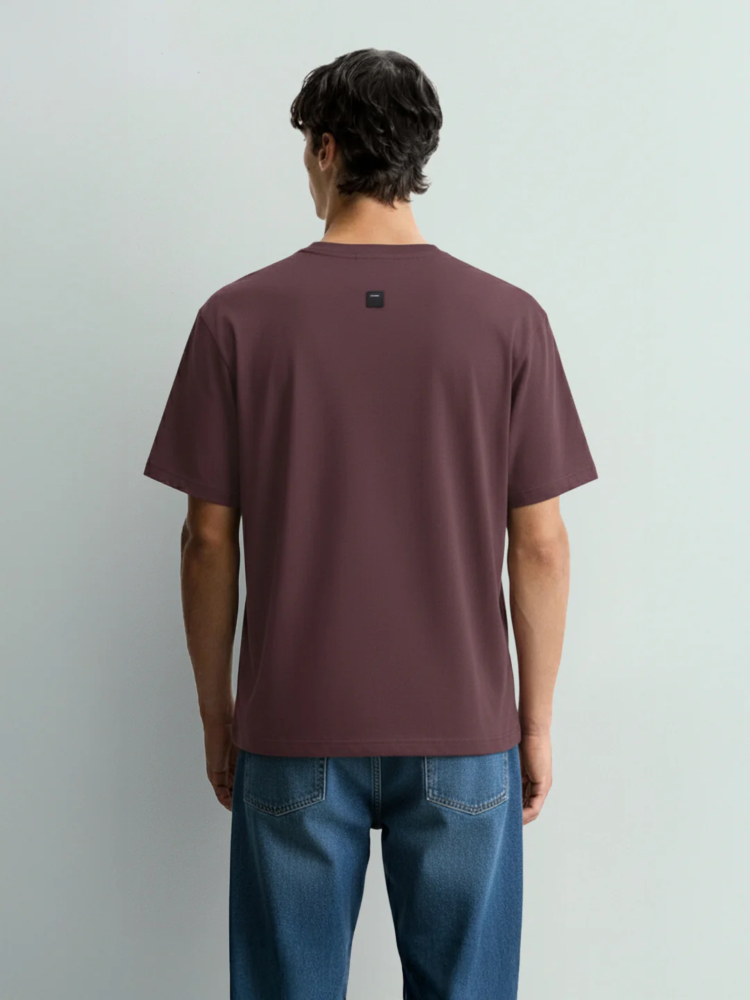 Men's Purple Relaxed Fit Embroided 240 GSM Casual T-Shirt - Image 2