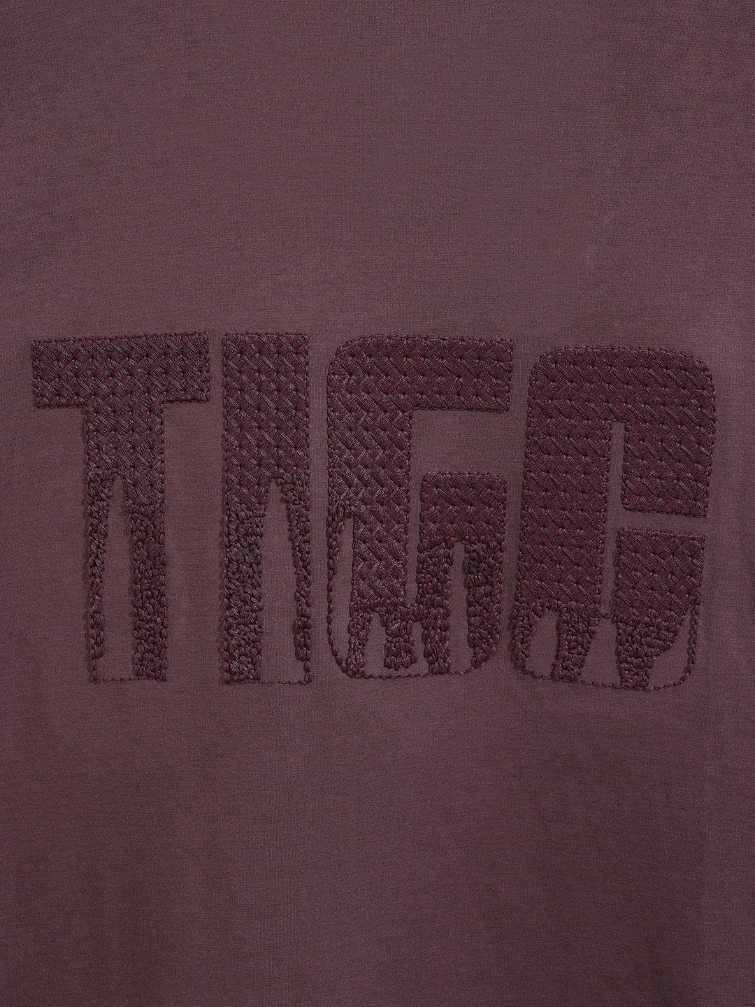 Men's Purple Relaxed Fit Embroided 240 GSM Casual T-Shirt - Image 4