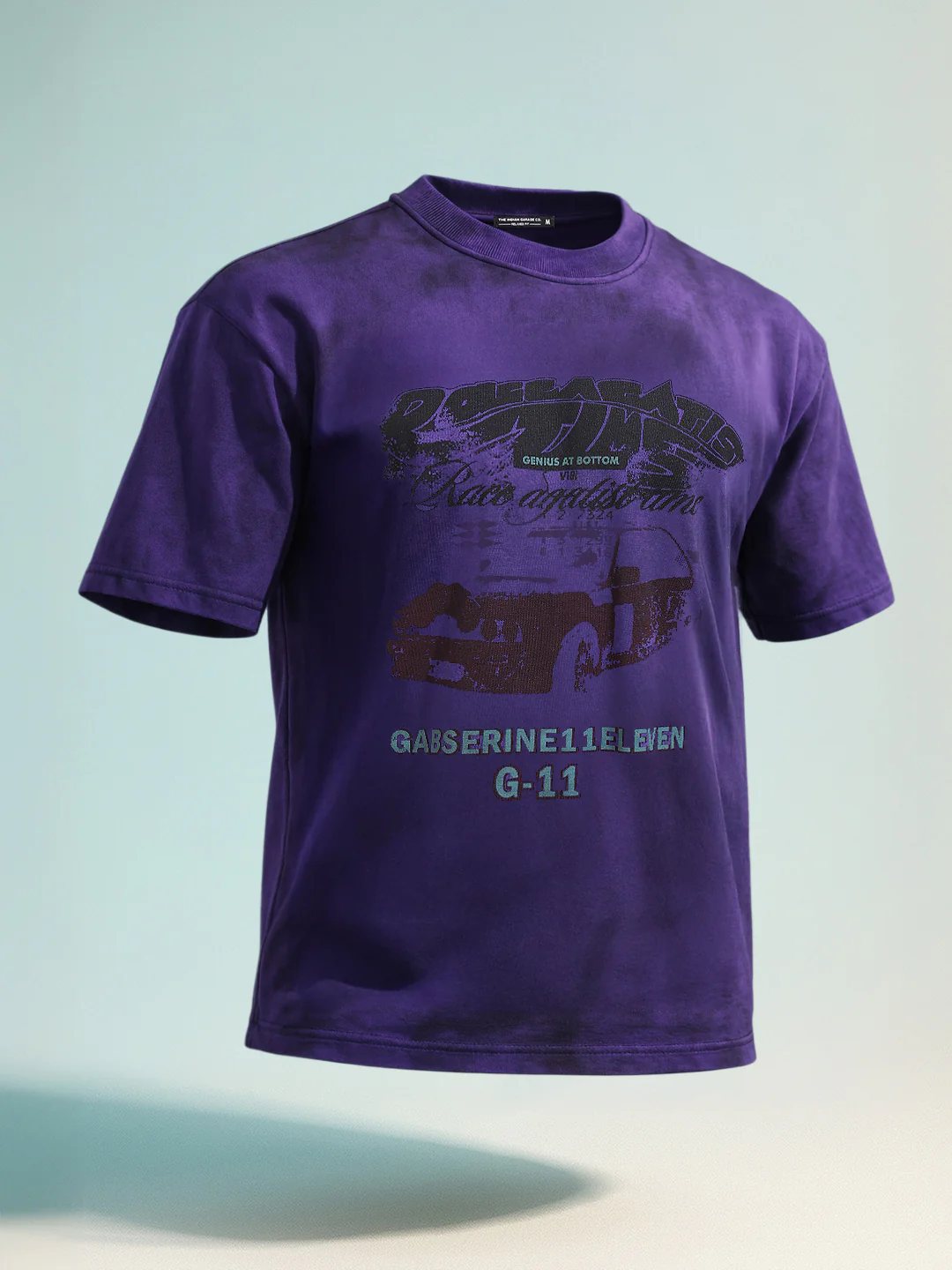 Men's Purple Relaxed Fit Graphic Printed 240 GSM Casual T-Shirt - Image 9