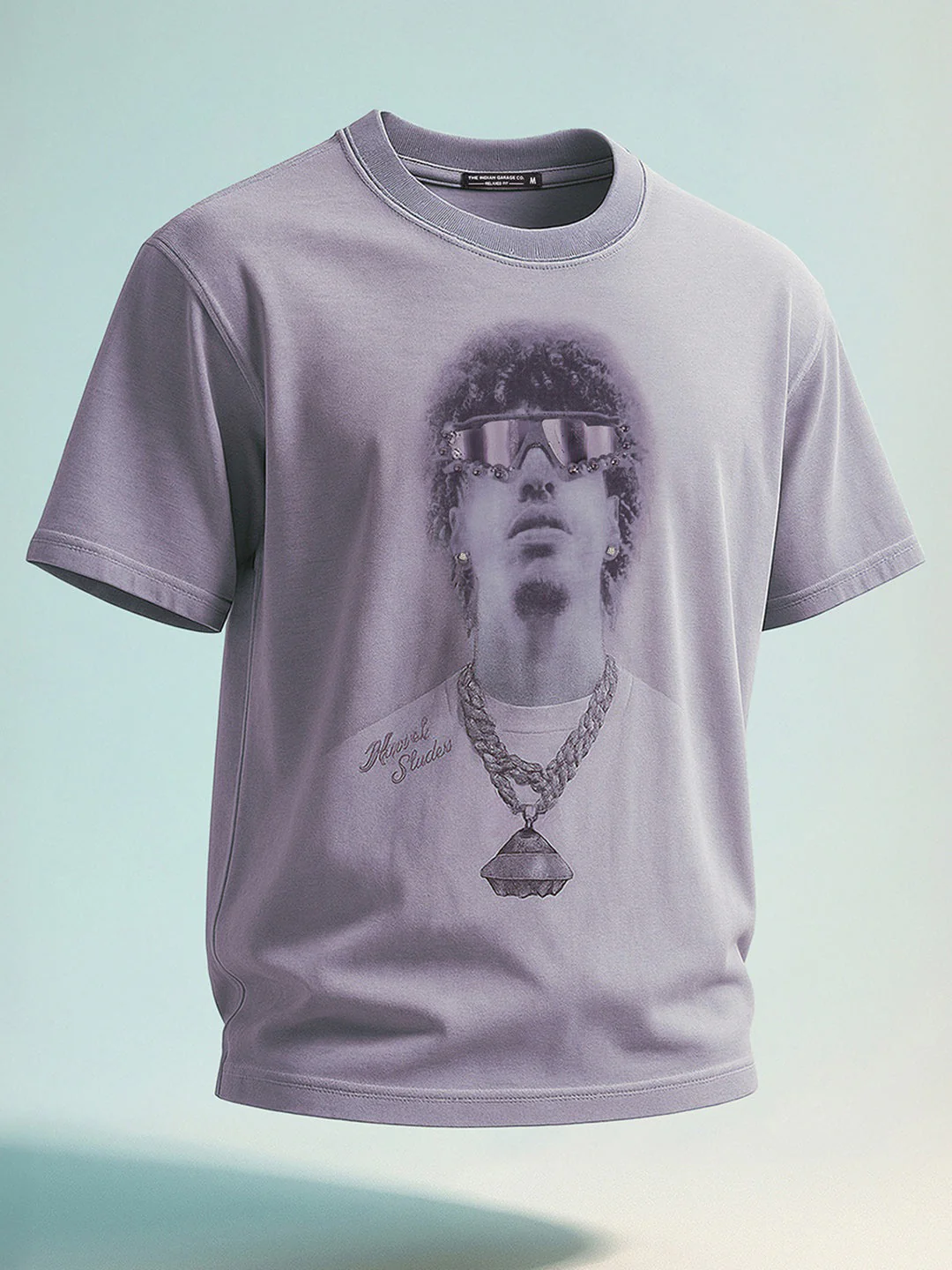Men's Purple Relaxed Fit Graphic Printed 240 GSM Street Wear T-Shirt - Image 6