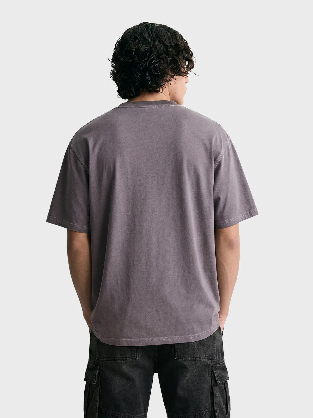 Men's Purple Relaxed Fit Graphic Printed 240 GSM Street Wear T-Shirt - Image 6