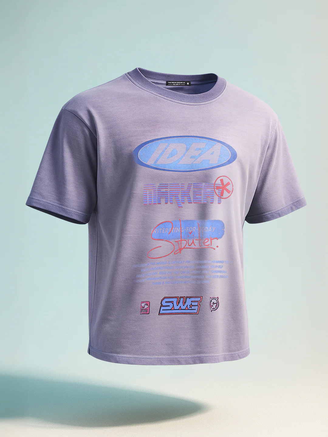 Men's Purple Relaxed Fit Graphic Printed 240 GSM Street Wear T-Shirt - Image 7