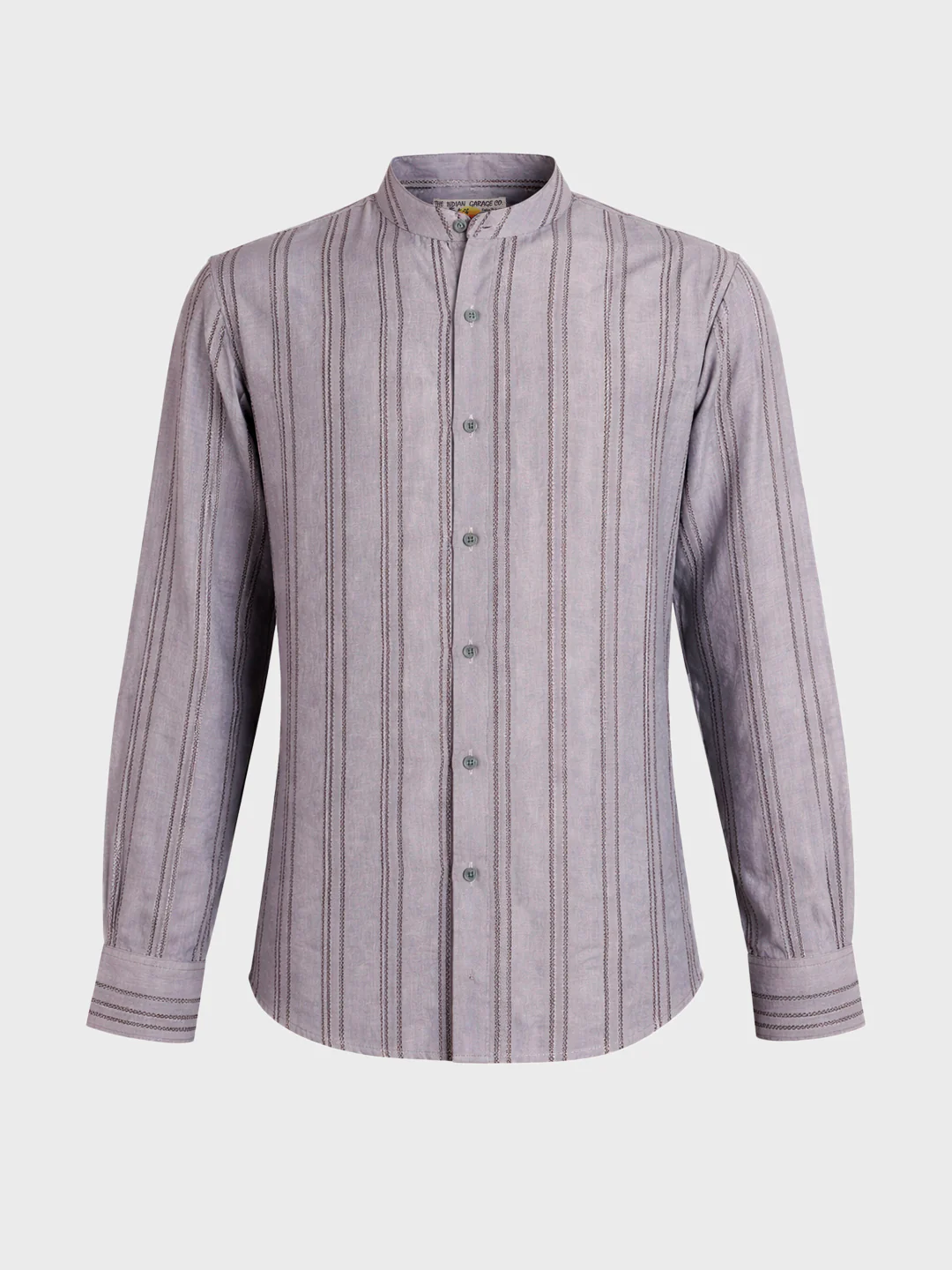 Men's Purple Relaxed Fit Vertical Stripes Resort Wear Shirt - Image 6