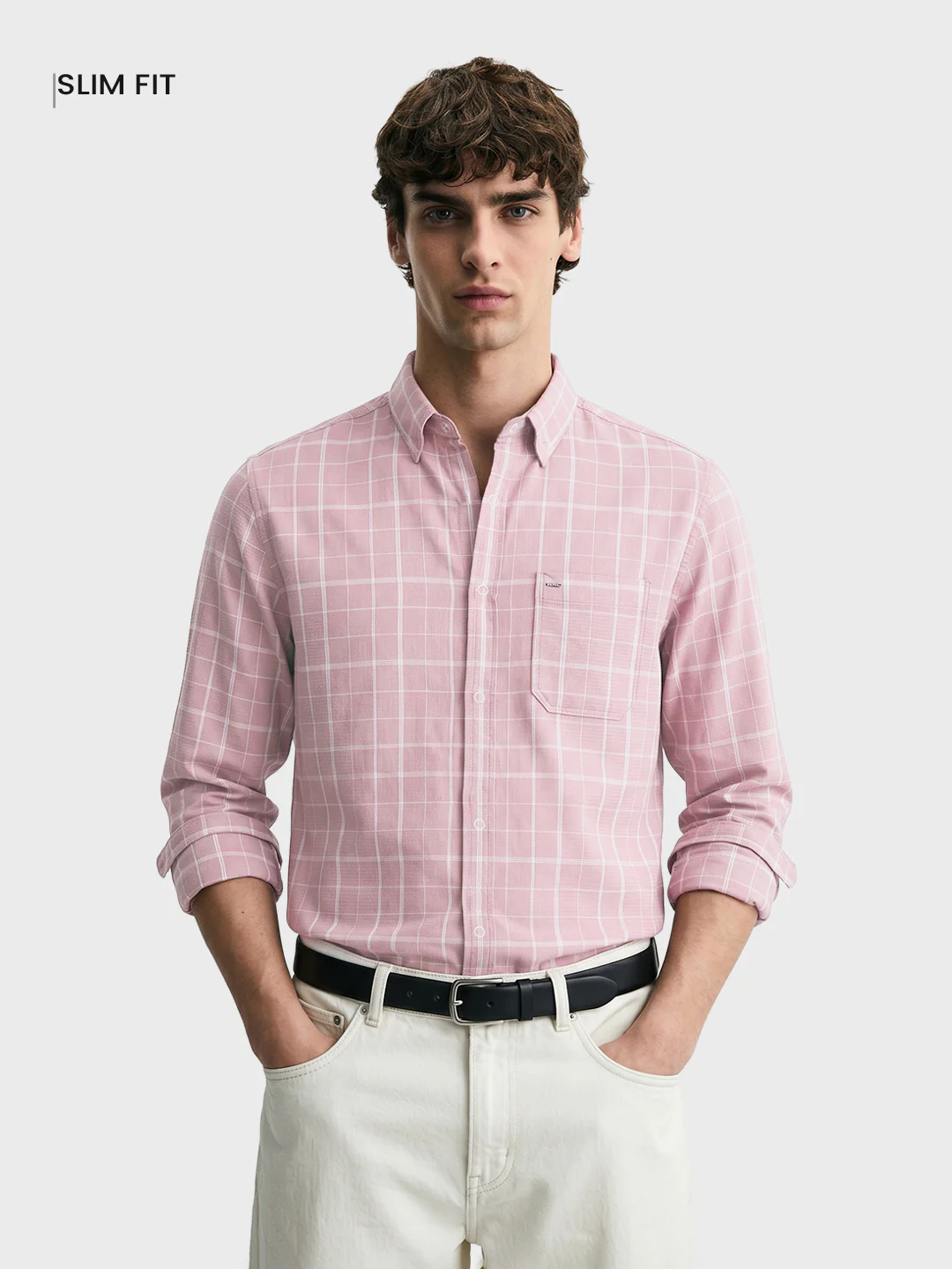 Men's Purple Slim Fit Checkered Casual Shirt - Image 2