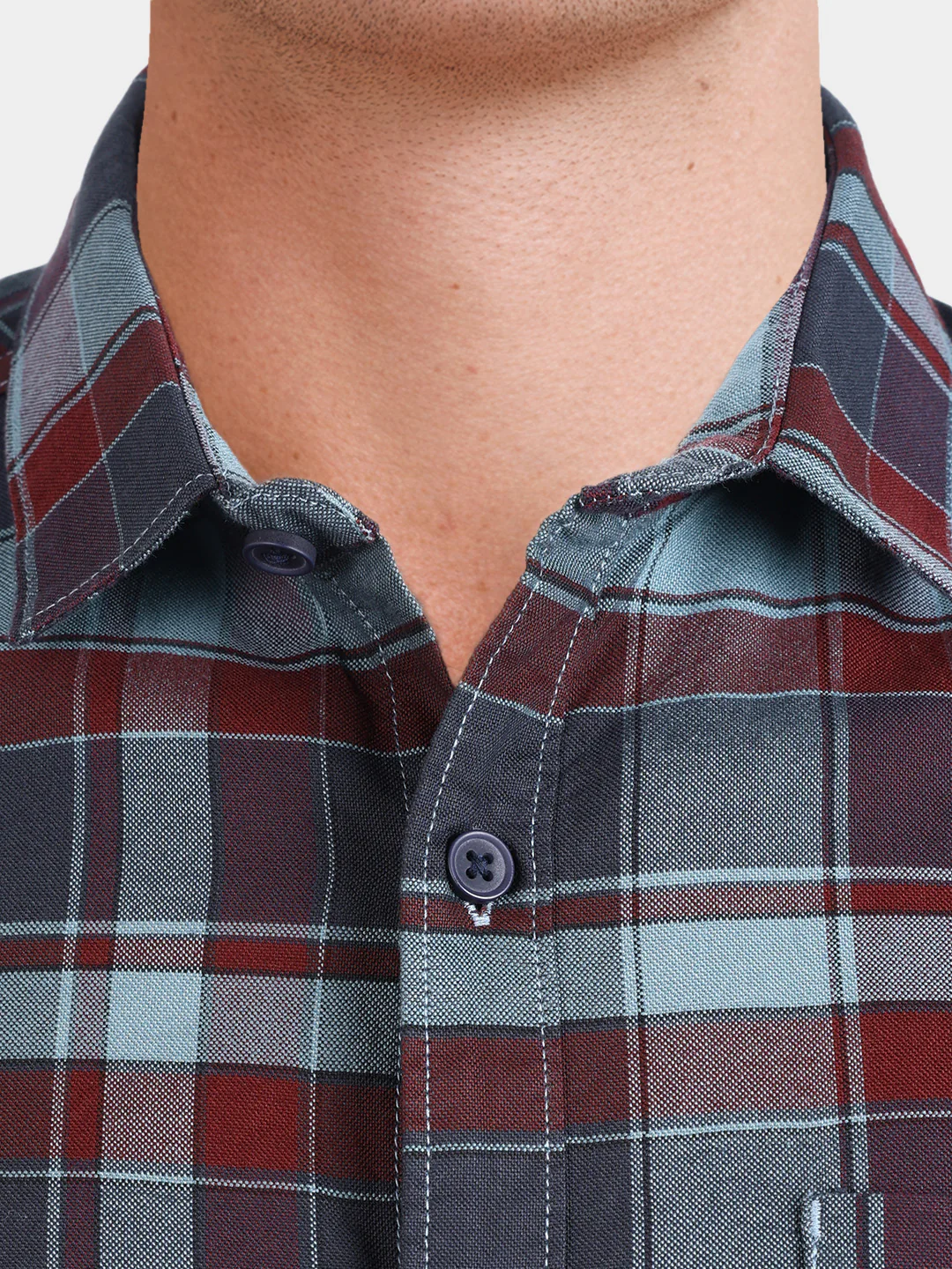 Men's Red Regular Fit Checkered Casual Shirt - Image 3