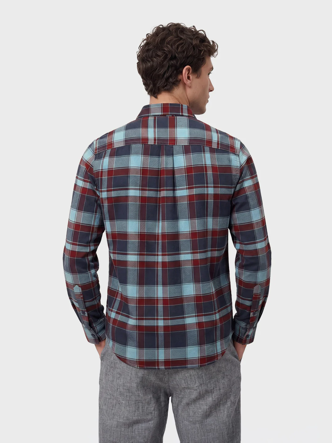 Men's Red Regular Fit Checkered Casual Shirt - Image 5