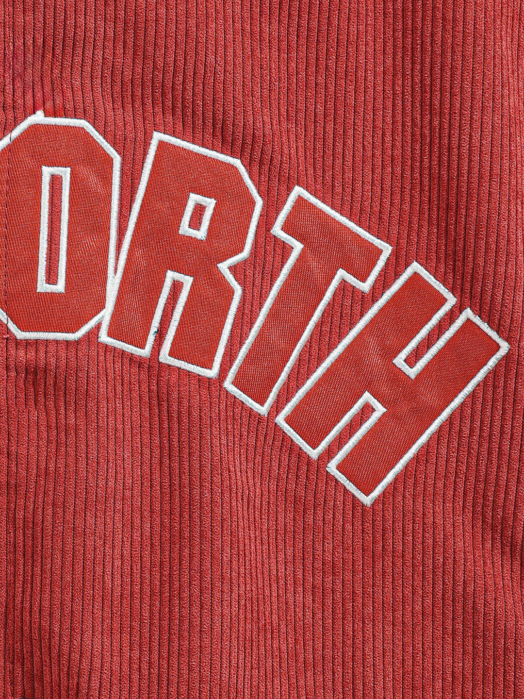 Men's Red Regular Fit Embroided Casual Bomber Jacket - Image 3
