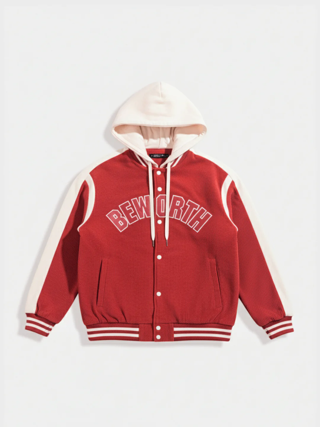 Men's Red Regular Fit Embroided Casual Bomber Jacket - Image 4