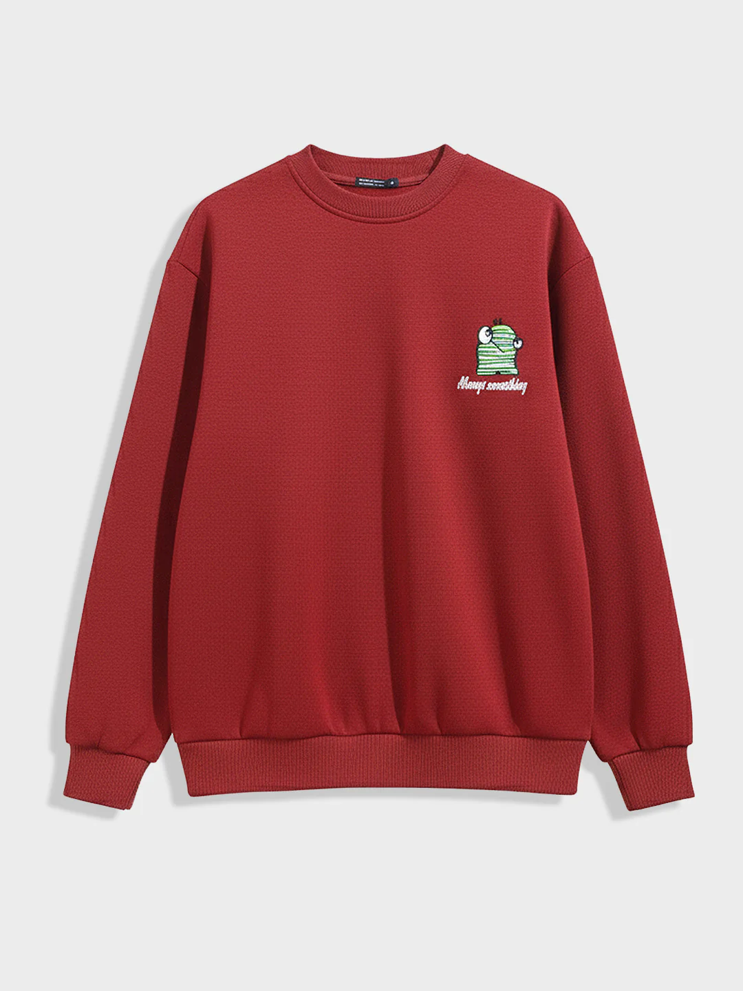 Men's Red Relaxed Fit Embroided Casual Sweatshirt - Image 4