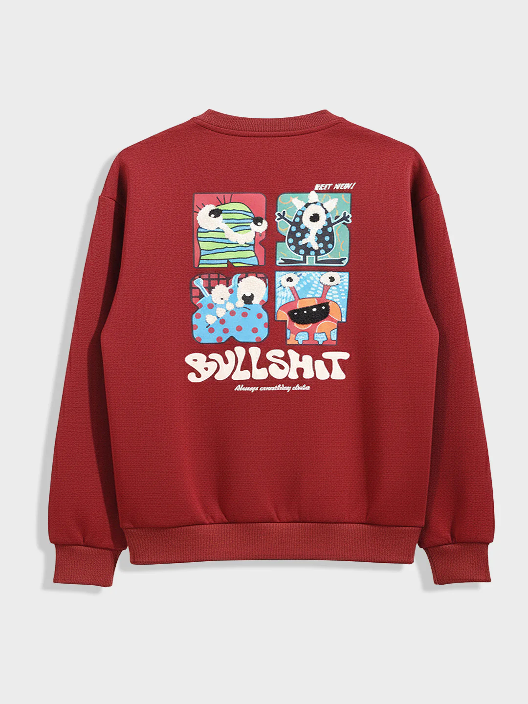Men's Red Relaxed Fit Embroided Casual Sweatshirt - Image 5