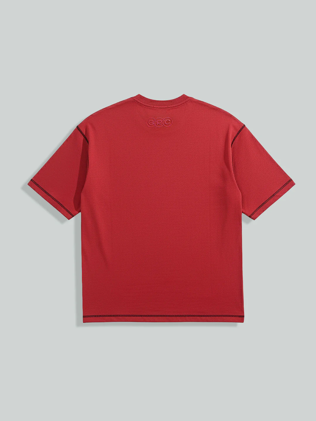 Men's Red Relaxed Fit Embroided 240 GSM Casual T-Shirt - Image 10