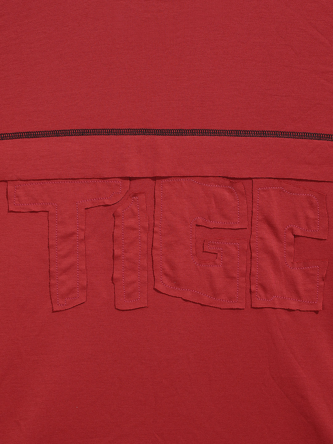 Men's Red Relaxed Fit Embroided 240 GSM Casual T-Shirt - Image 4