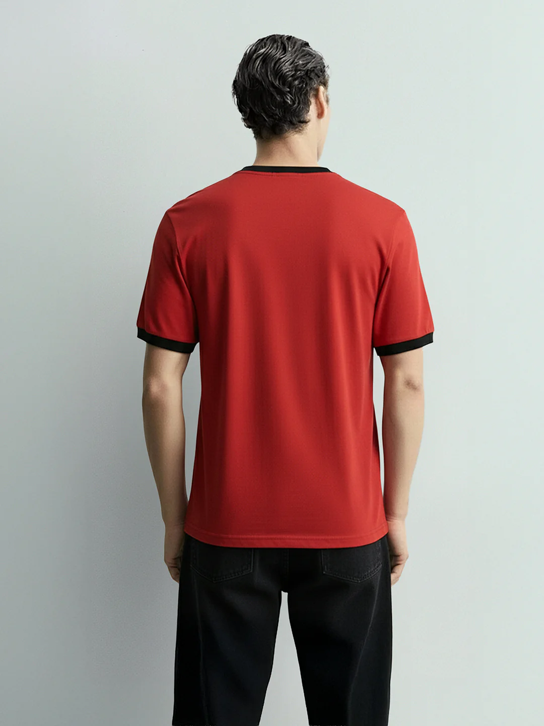 Men's Red Relaxed Fit Graphic Printed 240 GSM Sport Wear T-Shirt - Image 2