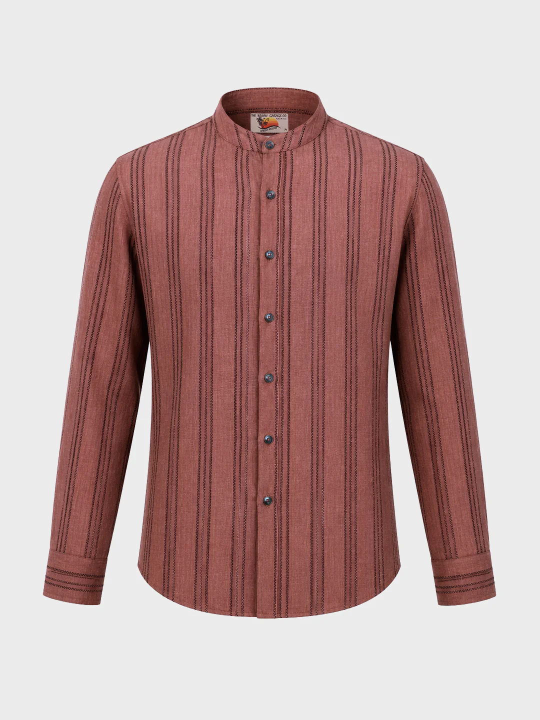 Men's Red Relaxed Fit Vertical Stripes Resort Wear Shirt - Image 6
