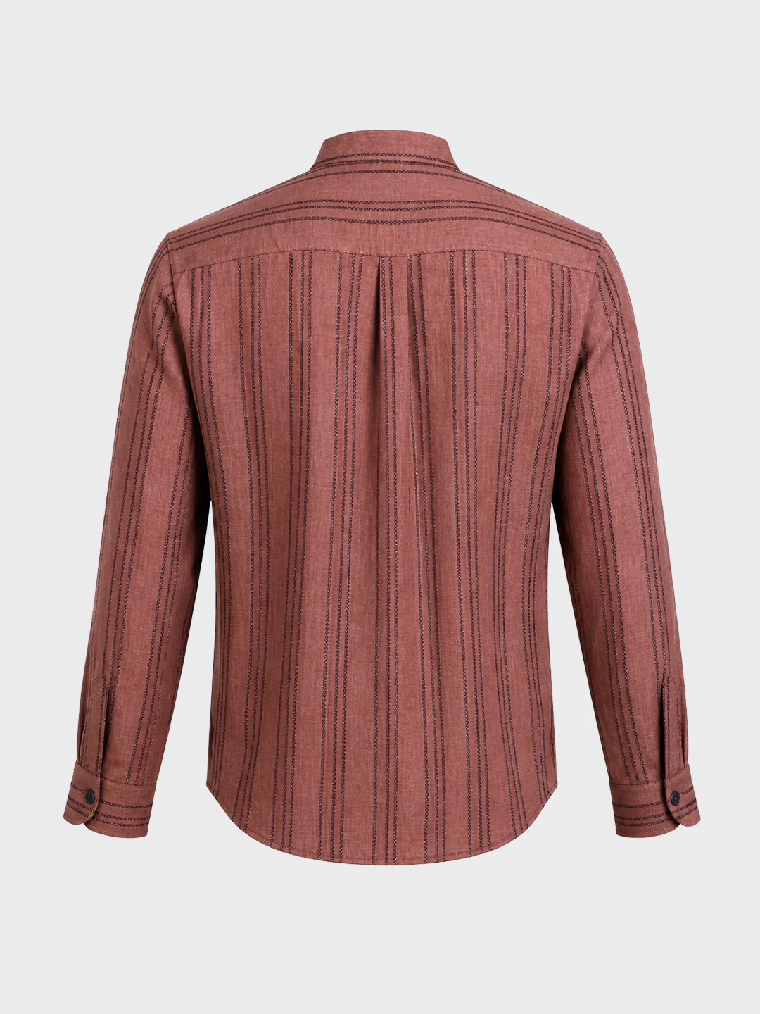 Men's Red Relaxed Fit Vertical Stripes Resort Wear Shirt - Image 7