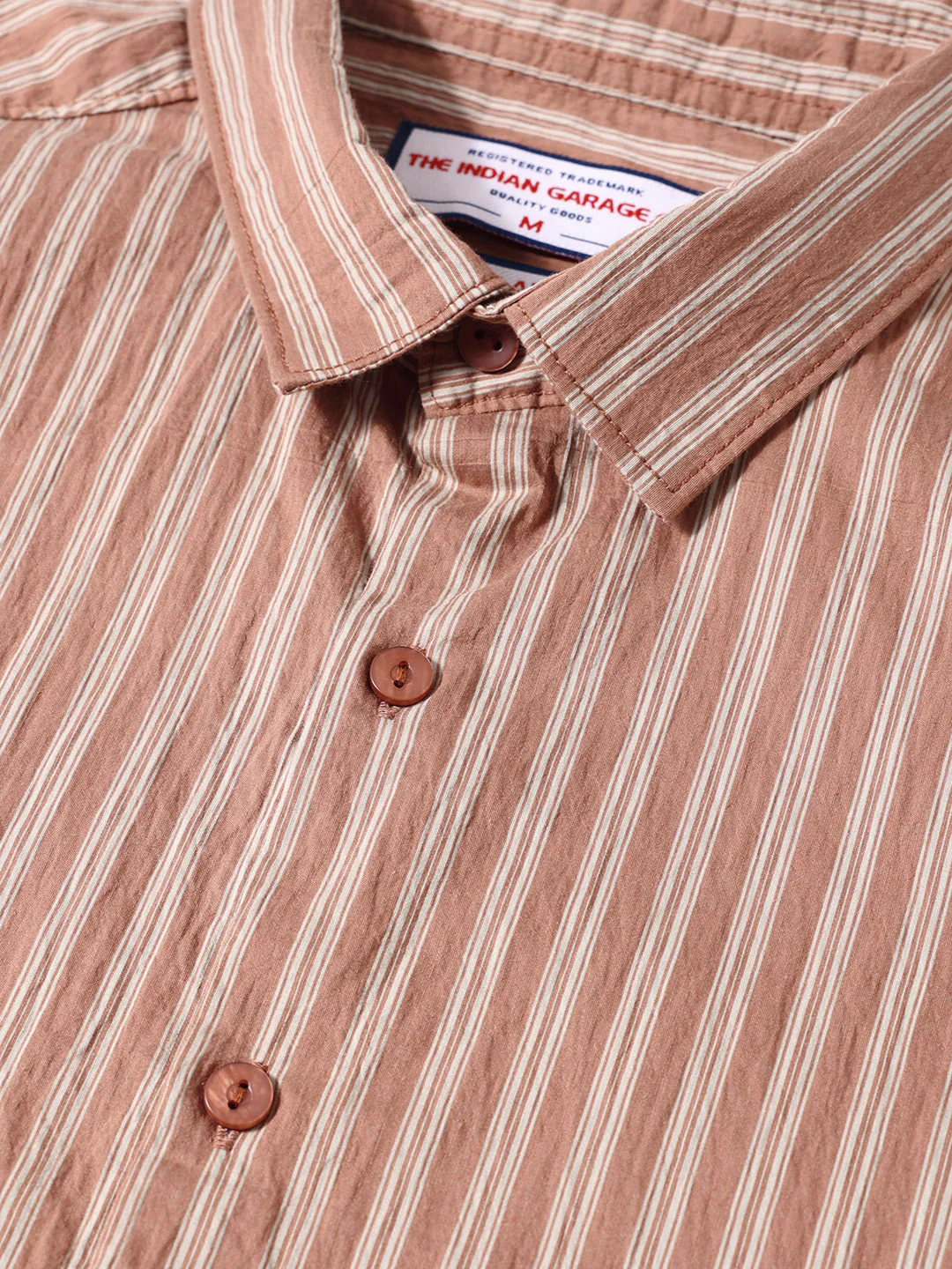 Men's Rust Regular Fit Striped Casual Shirt - Image 3