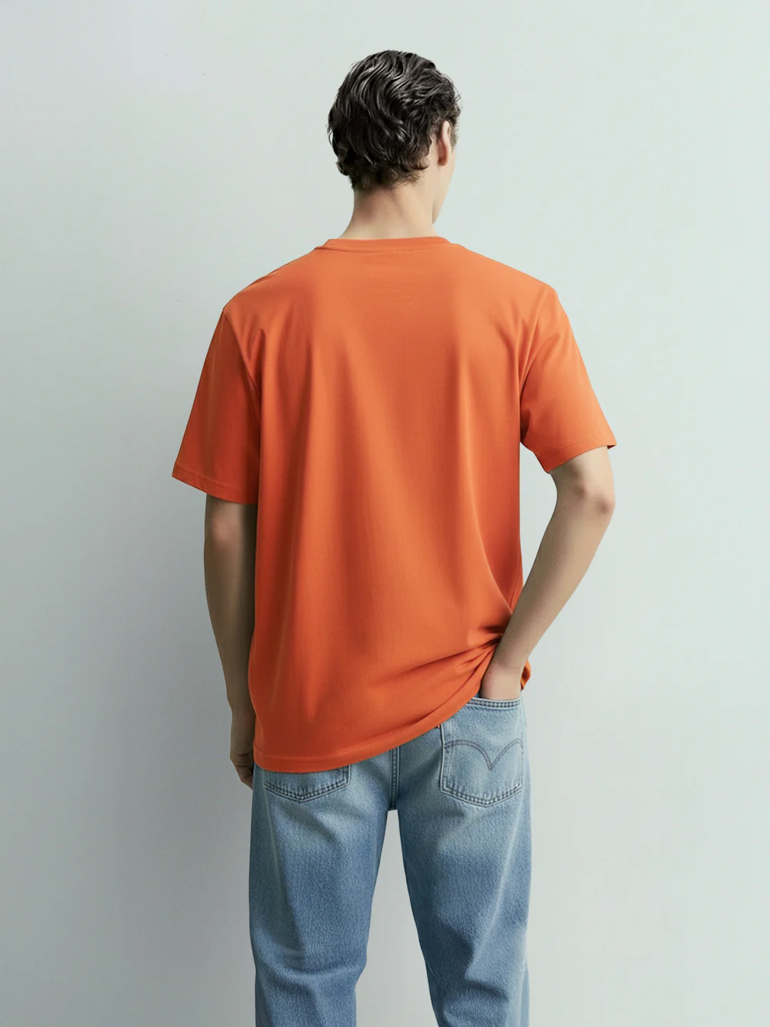 Men's Rust Relaxed Fit Embroided 240 GSM Casual T-Shirt - Image 2