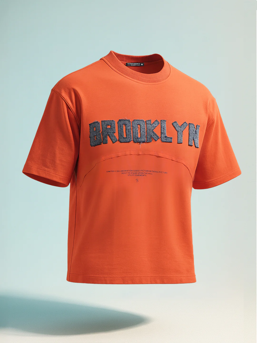 Men's Rust Relaxed Fit Embroided 240 GSM Casual T-Shirt - Image 3