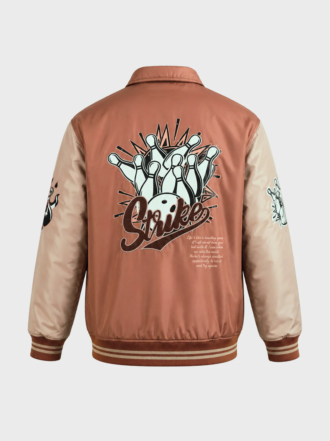 Men's Rust Relaxed Fit Embroidered Varsity Jacket - Image 7