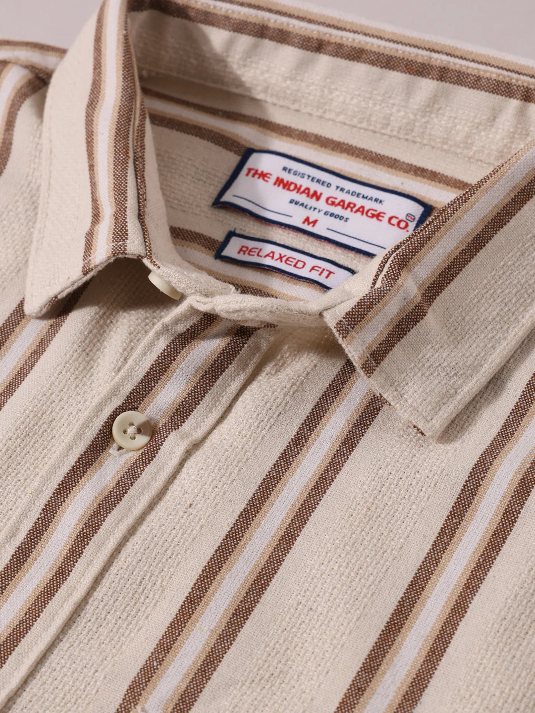Men's Rust Relaxed Fit Striped Casual Shirt - Image 3