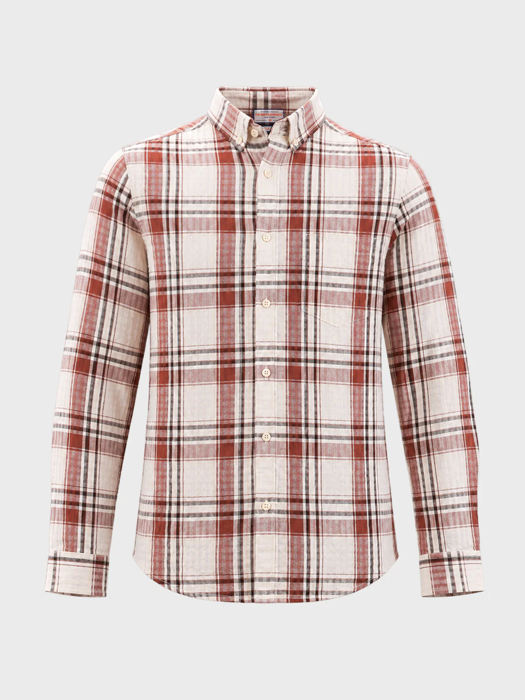 Men's Rust Slim Fit Checkered Casual Shirt - Image 6