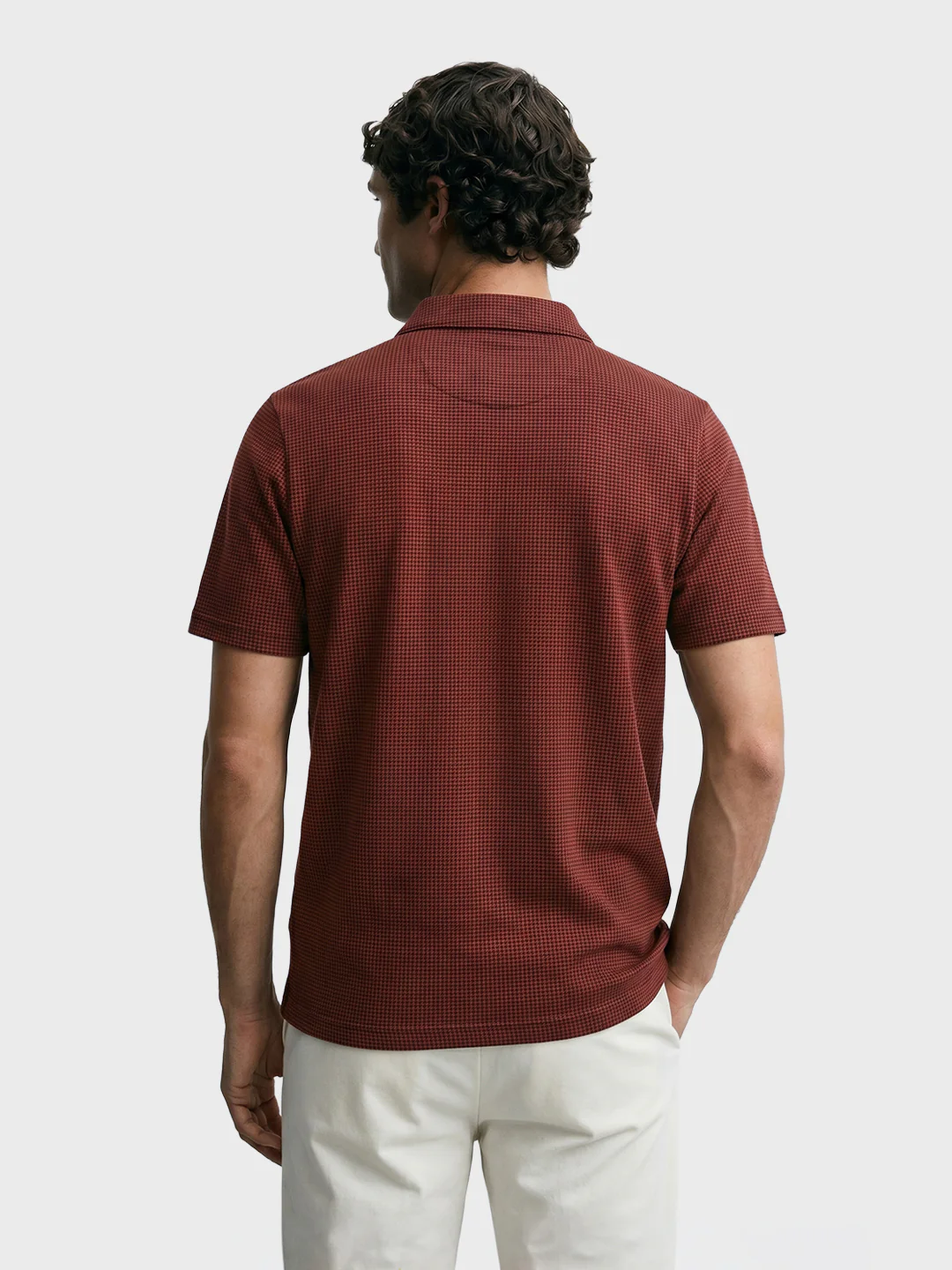 Men's Rust Slim Fit Printed Casual Polo T-Shirt - Image 5