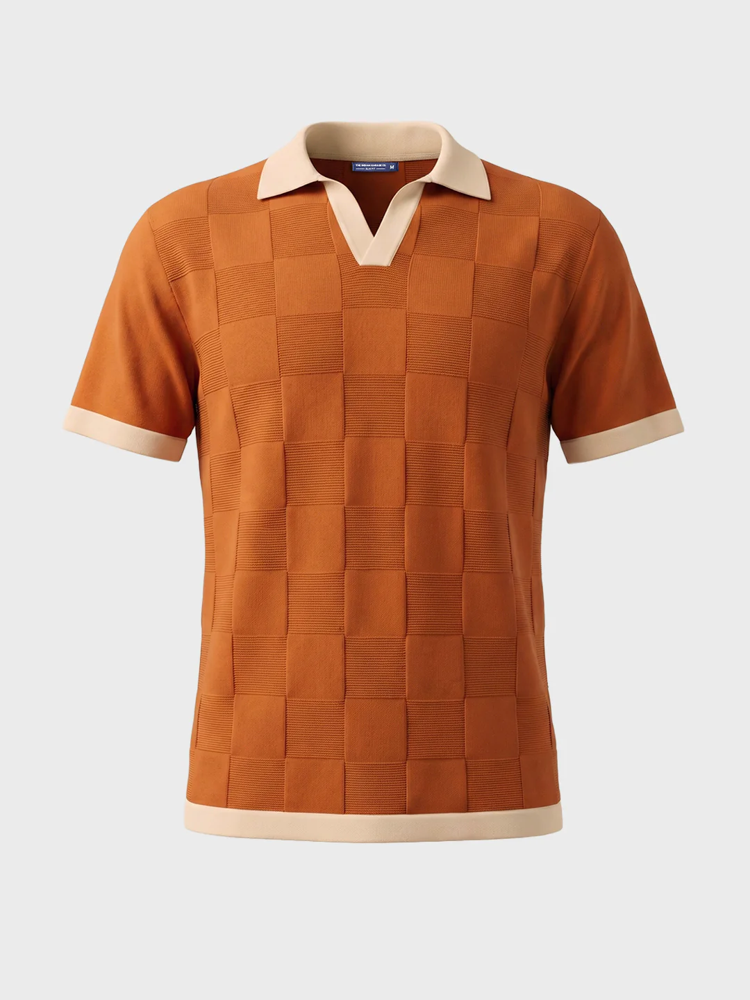 Men's Rust Slim Fit Solid Flat Knit Polo T-Shirt - Image 6