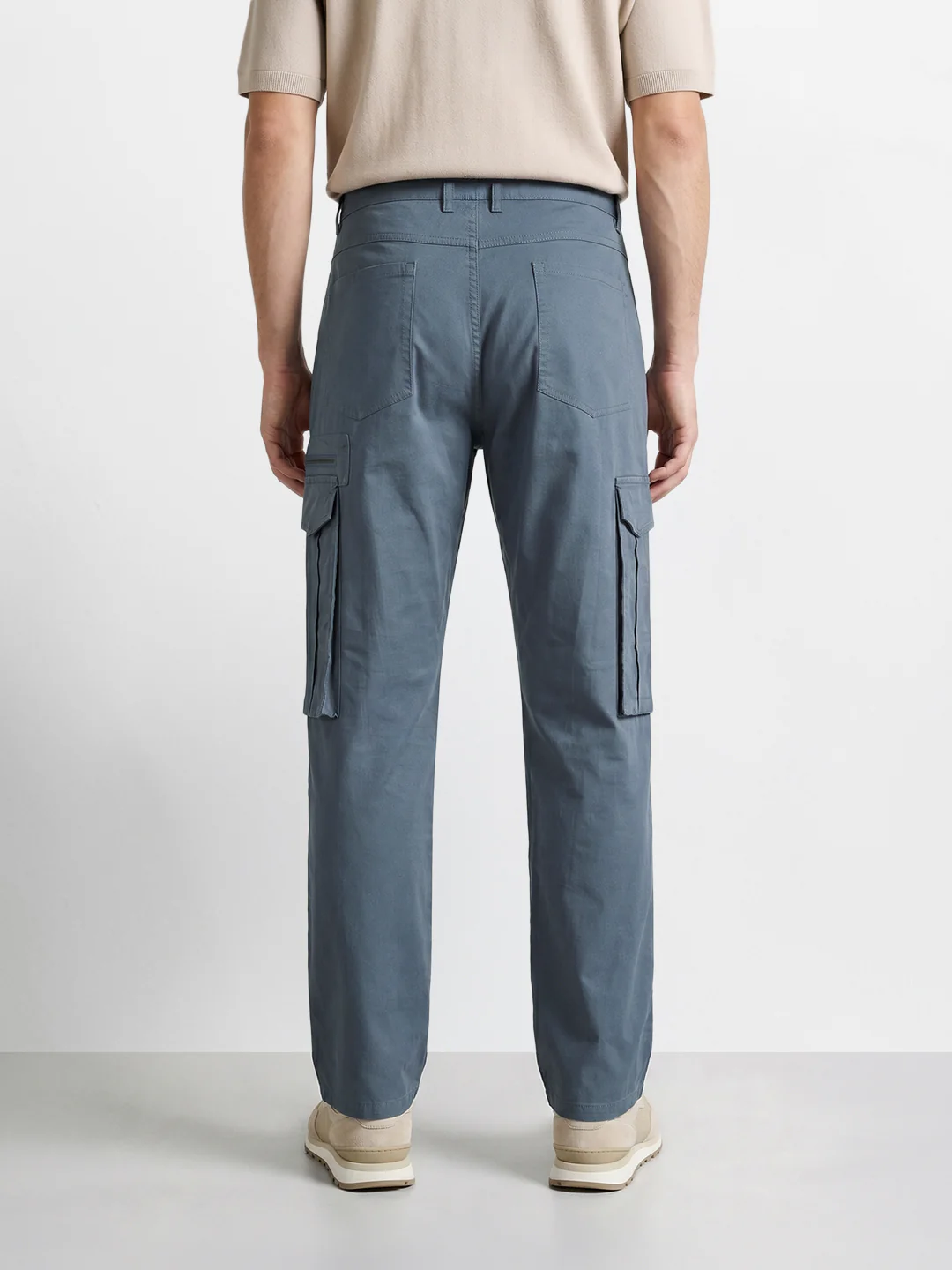 Men's Silver Relaxed Fit Solid Utility Cargo - Image 5