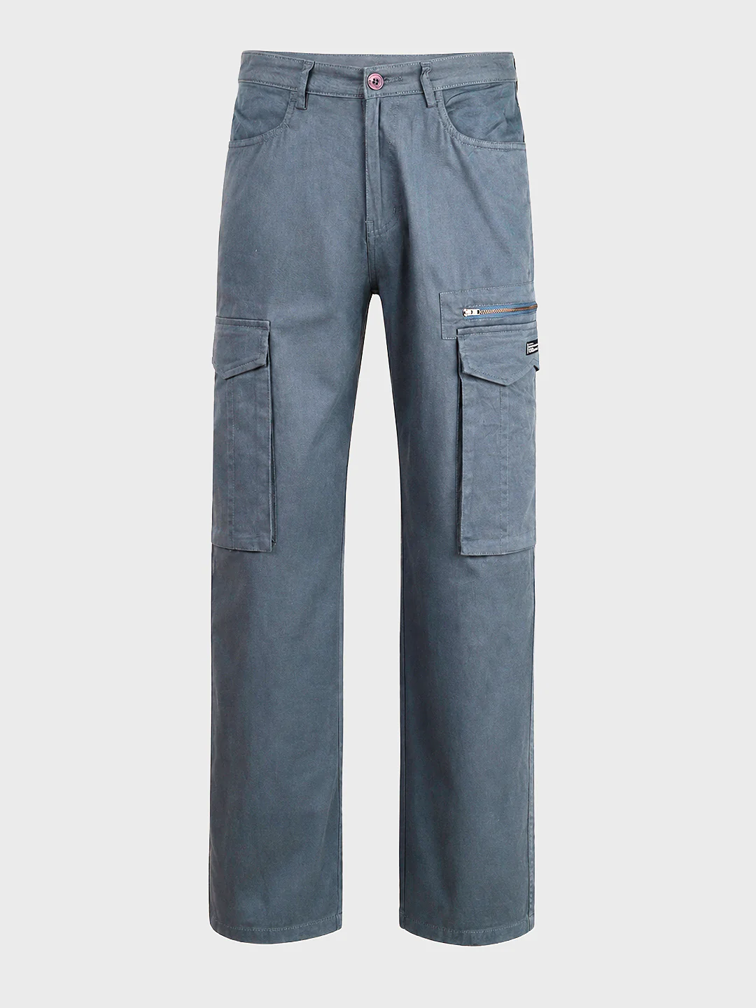 Men's Silver Relaxed Fit Solid Utility Cargo - Image 7