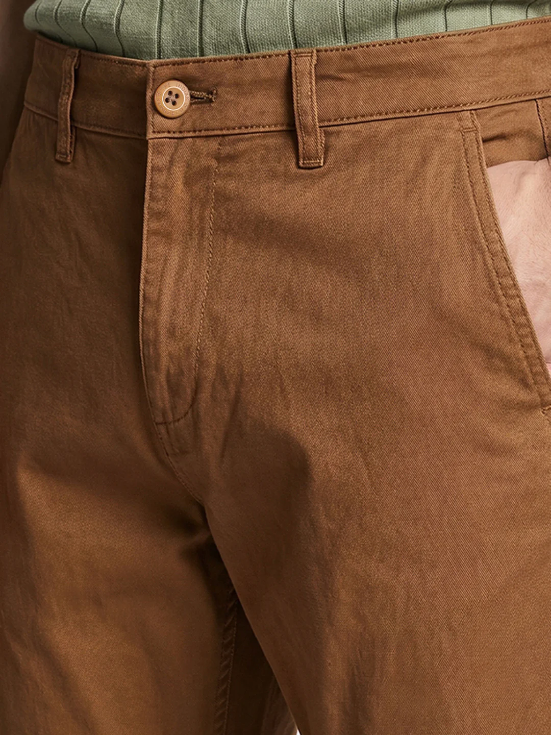 Men's Tan Slim Fit Casual Chinos - Image 3