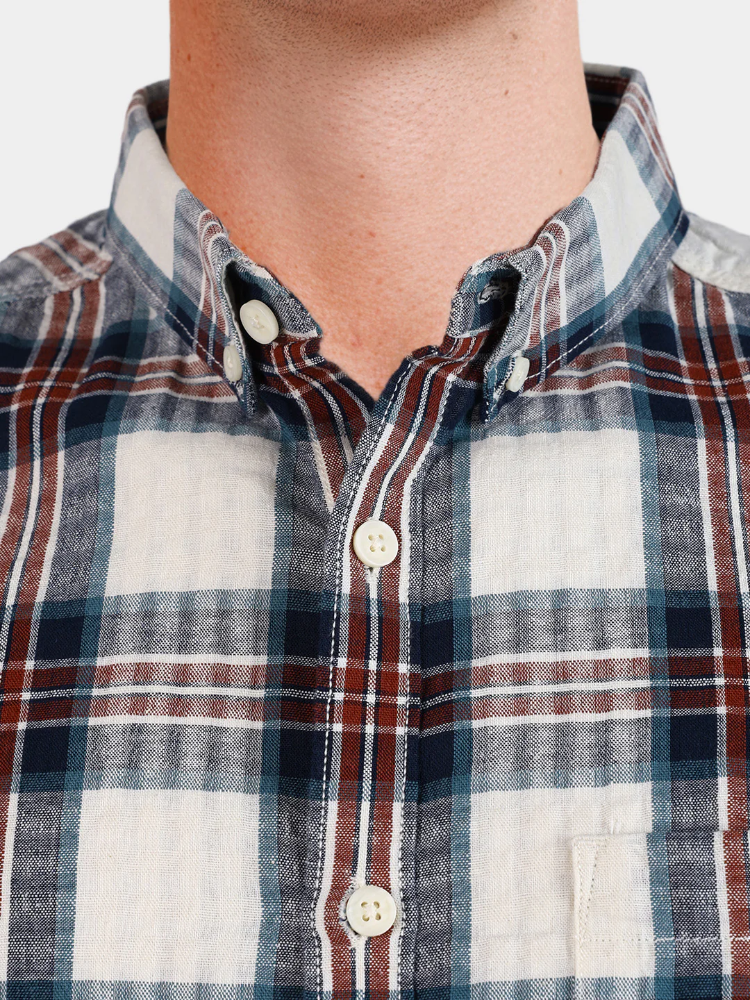 Men's Teal Slim Fit Checkered Casual Shirt - Image 3