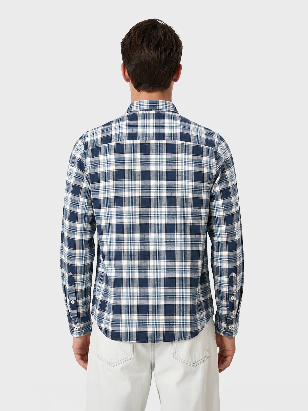 Men's Teal Slim Fit Checkered Casual Shirt - Image 5