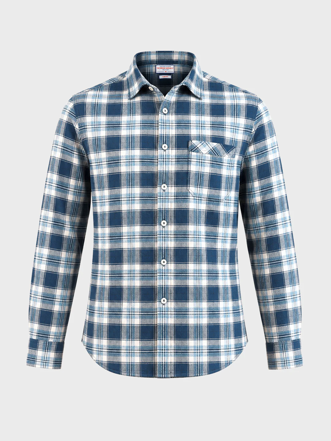 Men's Teal Slim Fit Checkered Casual Shirt - Image 6
