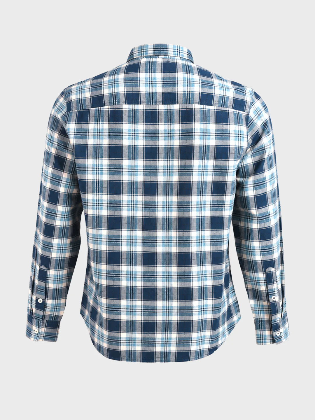 Men's Teal Slim Fit Checkered Casual Shirt - Image 7