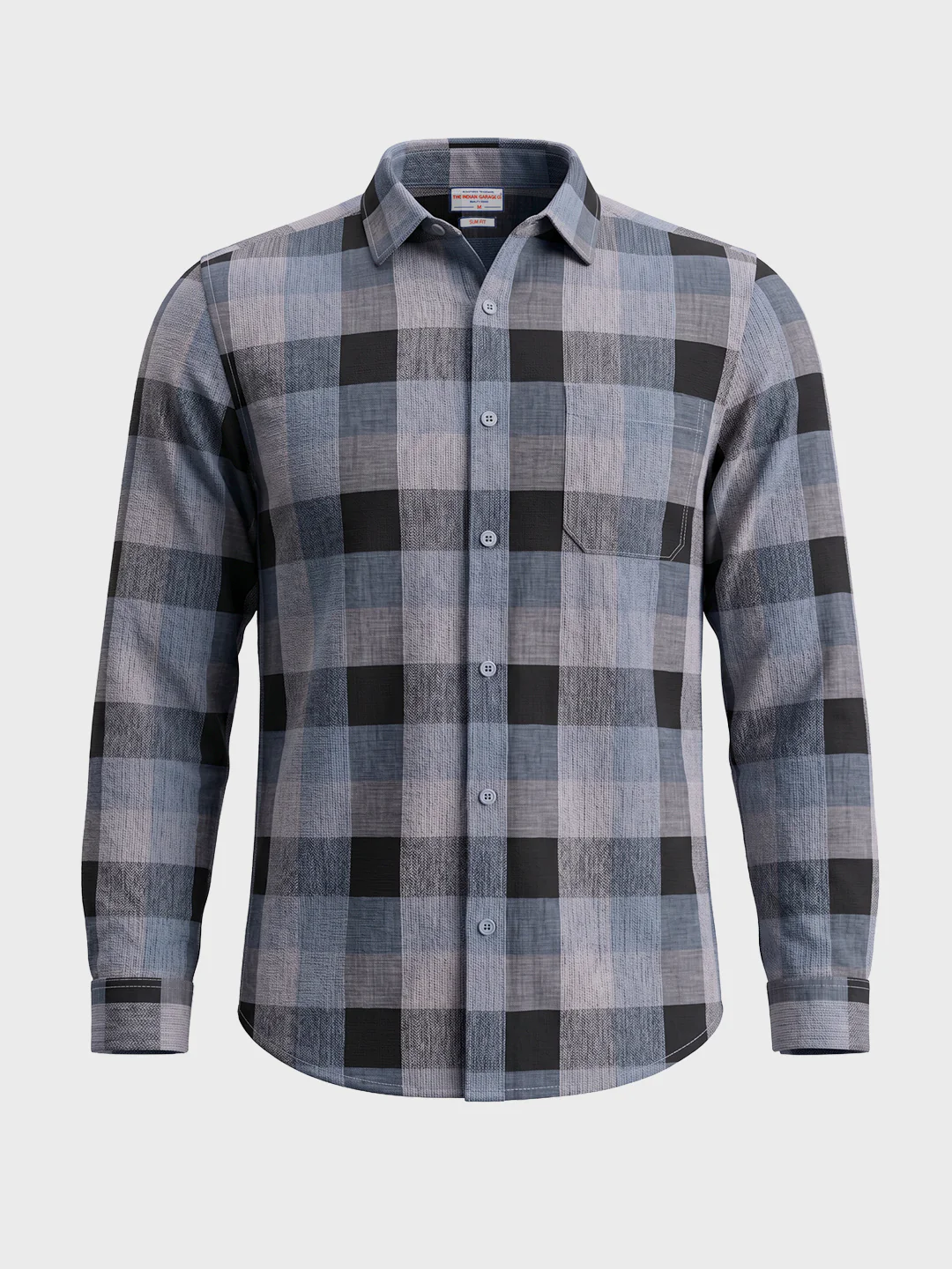 Men's Blue Slim Fit Checkered Casual Shirts - Image 6