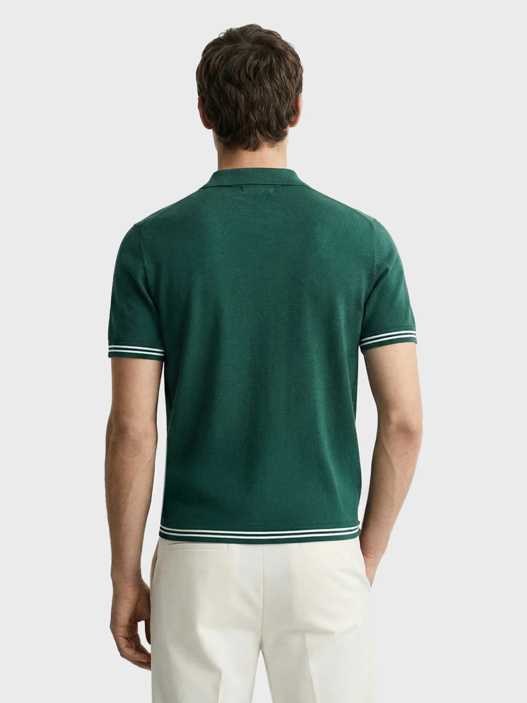 Men's Teal Slim Fit Solid Flat Knit Polo T-Shirt - Image 4