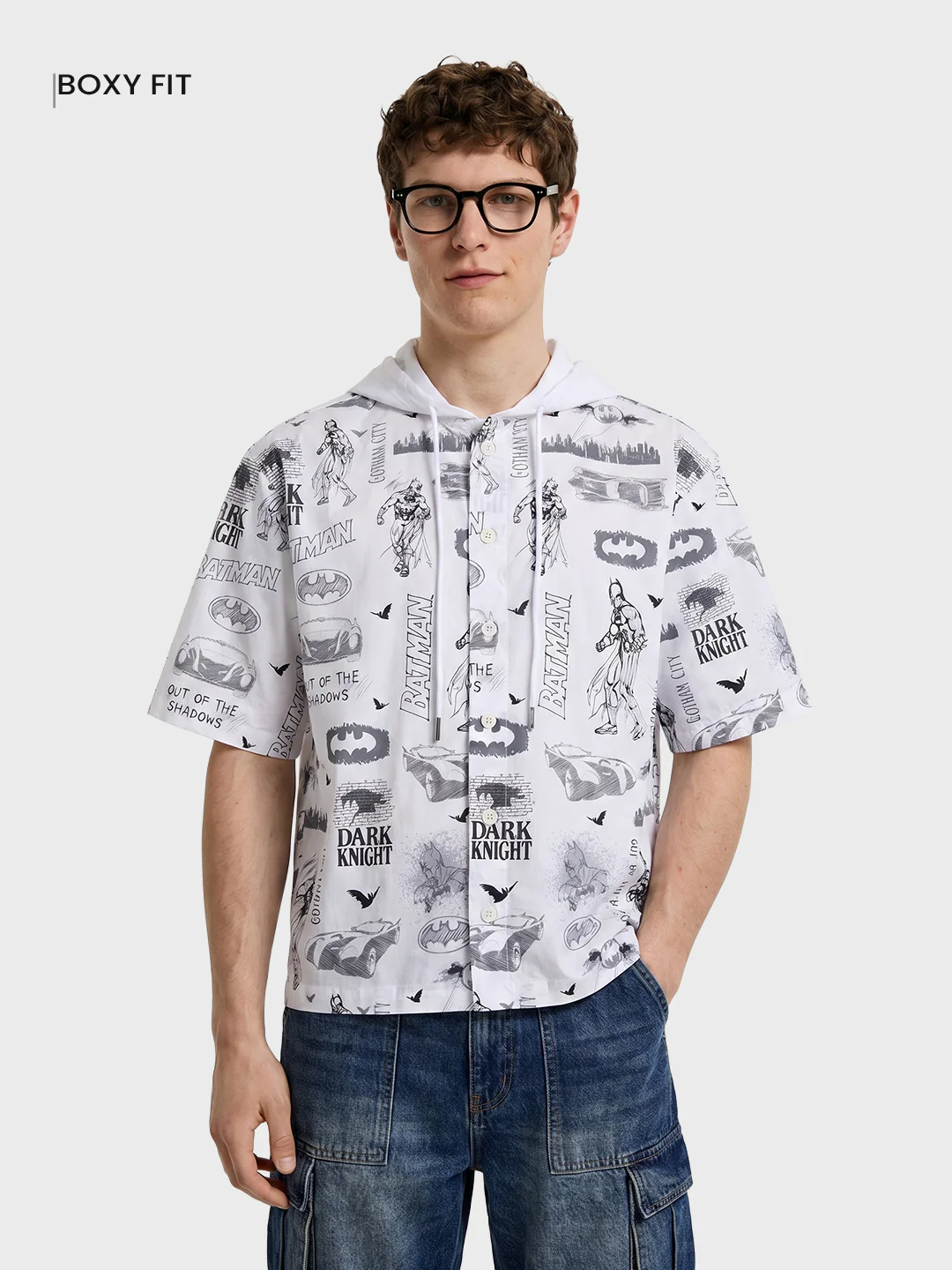 Men's White Boxy Fit Batman Character Shirt - Image 2