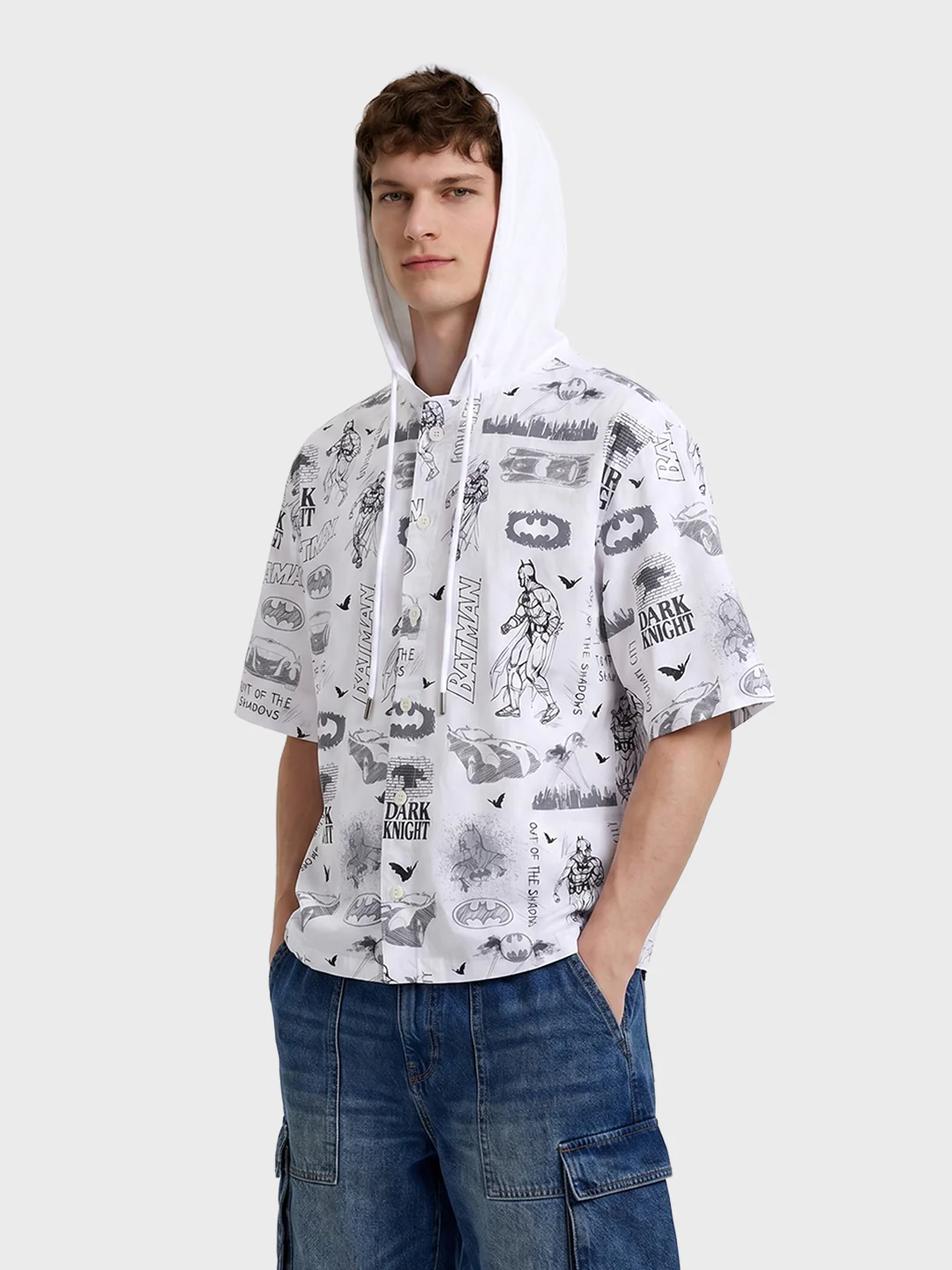 Men's White Boxy Fit Batman Character Shirt - Image 4