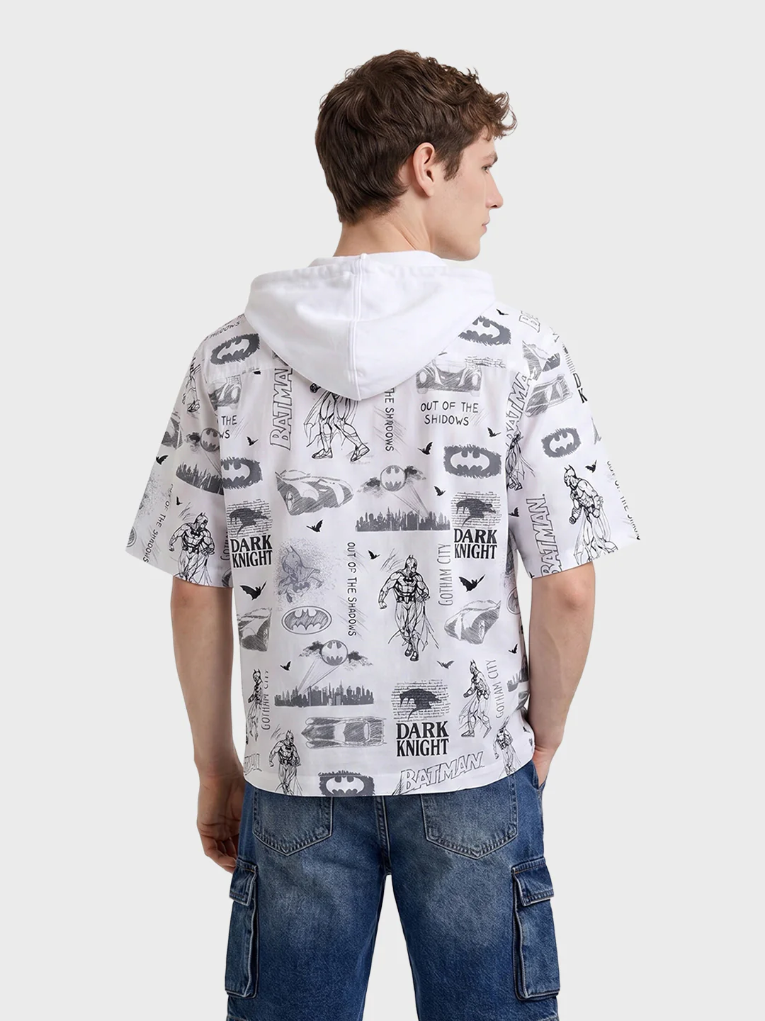 Men's White Boxy Fit Batman Character Shirt - Image 5