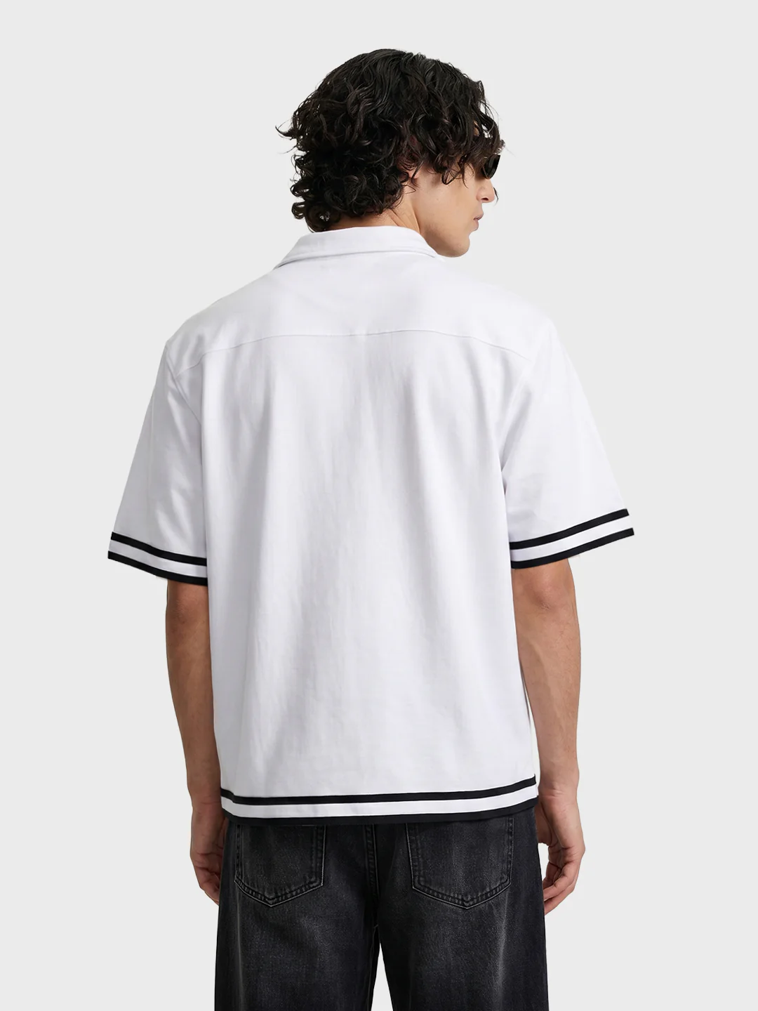 Men's White Boxy Fit Embroided Casual Shirt - Image 5