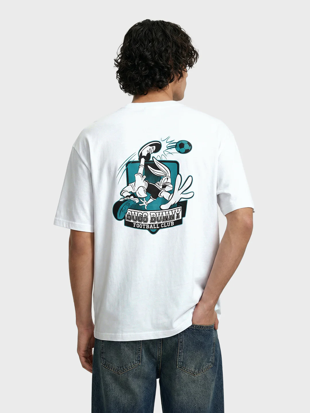 Men's White Boxy Fit Printed Casual Polo T-Shirt - Image 5