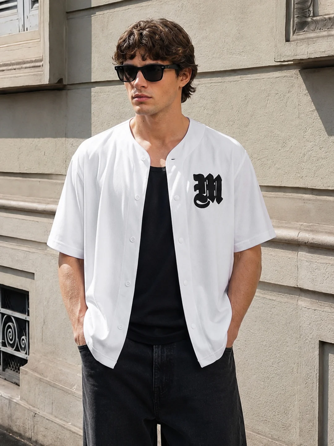 Men's White Boxy Fit Printed Street Wear Shirt