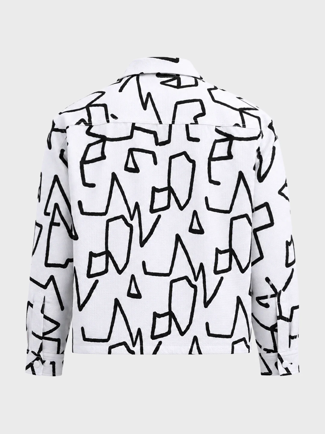 Men's White Boxy Fit Printed Utility Shirt - Image 7