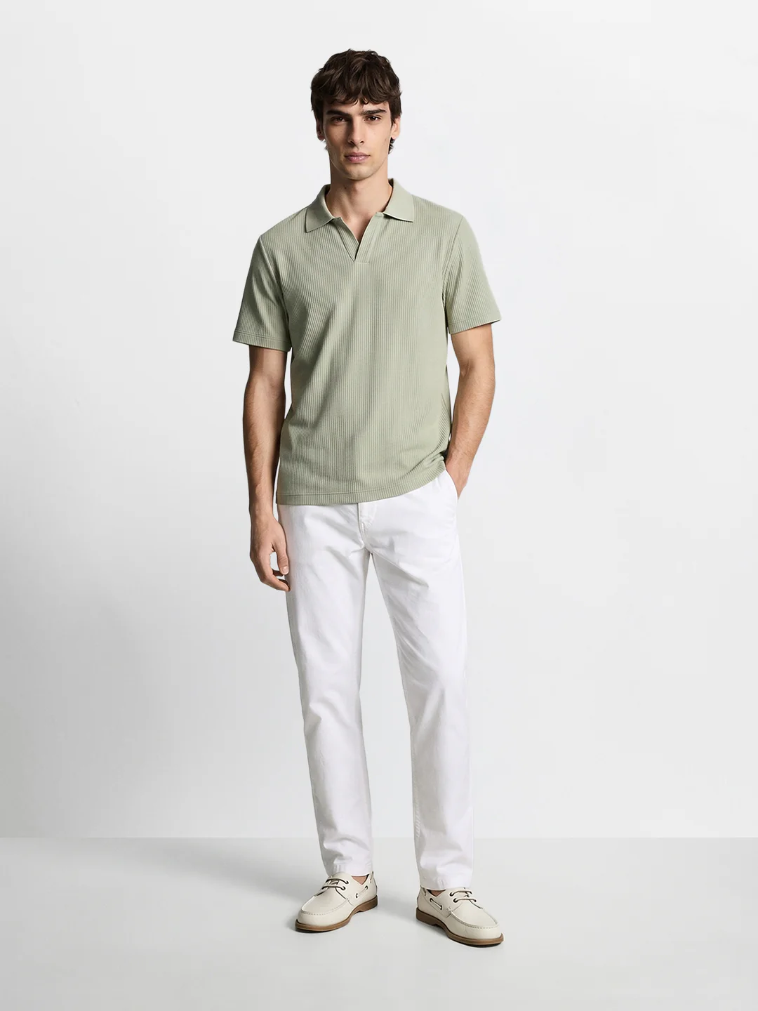 Men's White Regular Fit Solid Casual Chinos - Image 6