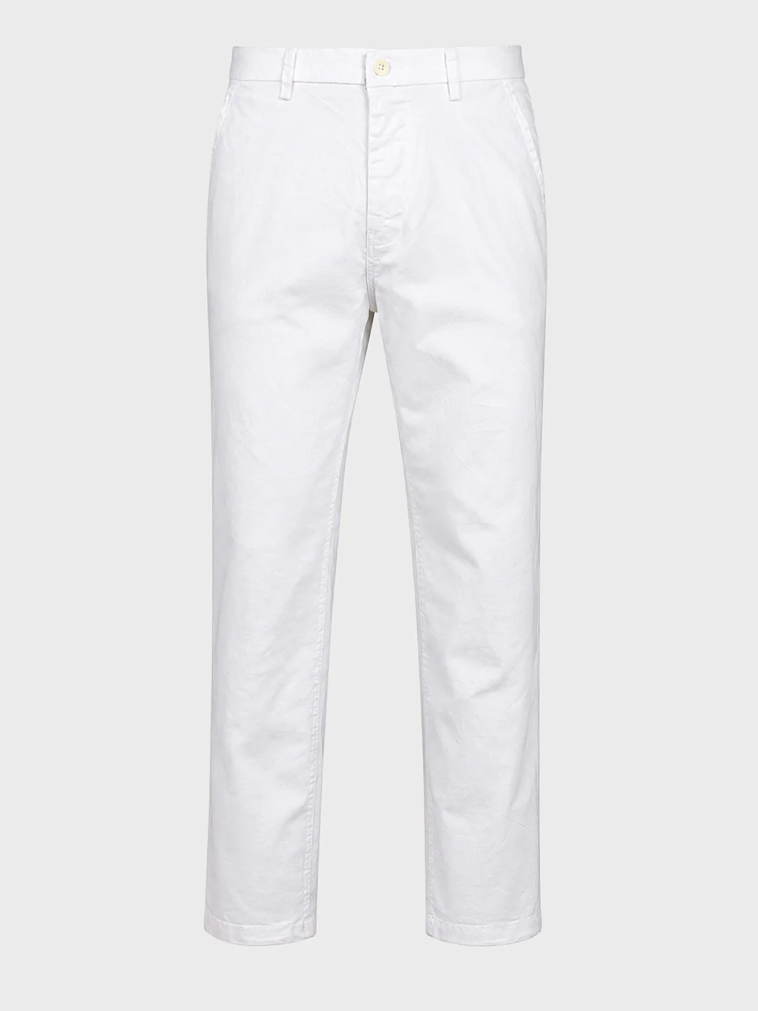 Men's White Regular Fit Solid Casual Chinos - Image 7