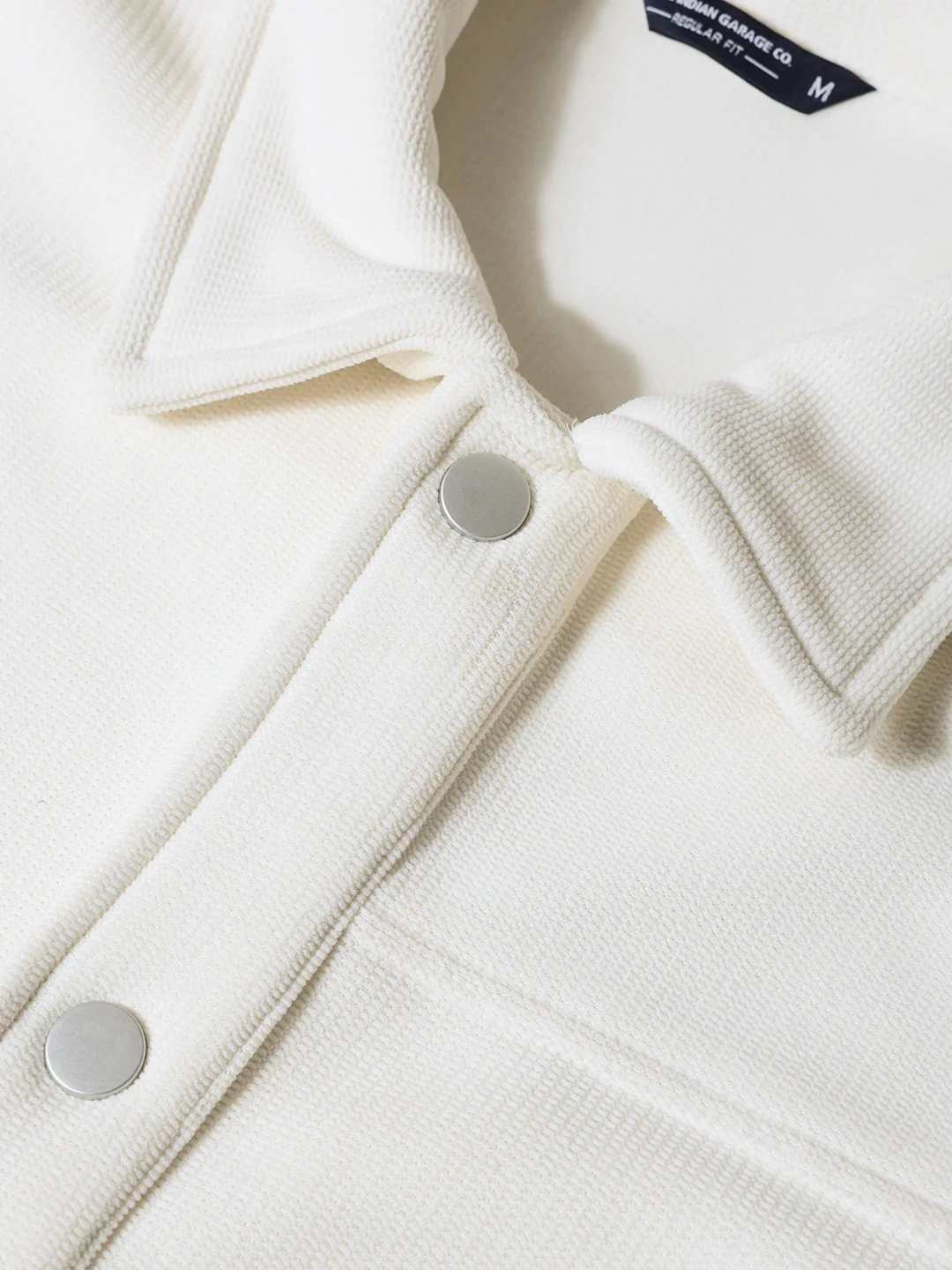 Men's White Regular Fit Solid Casual Biker Jacket - Image 3