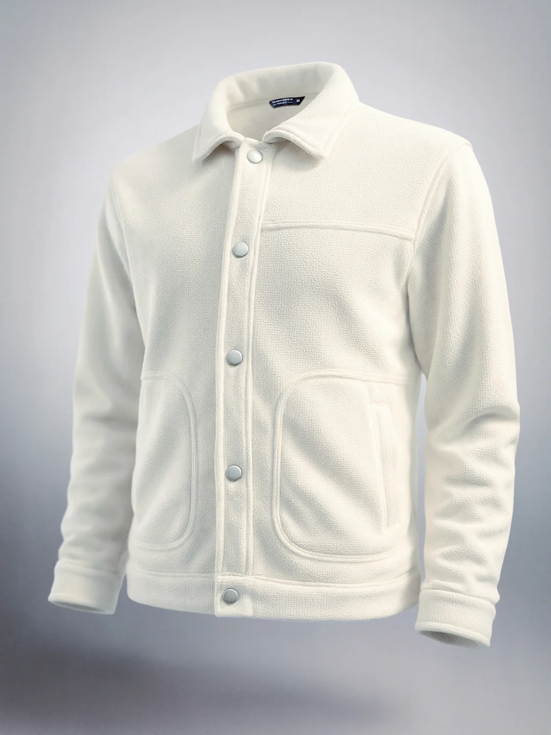 Men's White Regular Fit Solid Casual Biker Jacket - Image 4