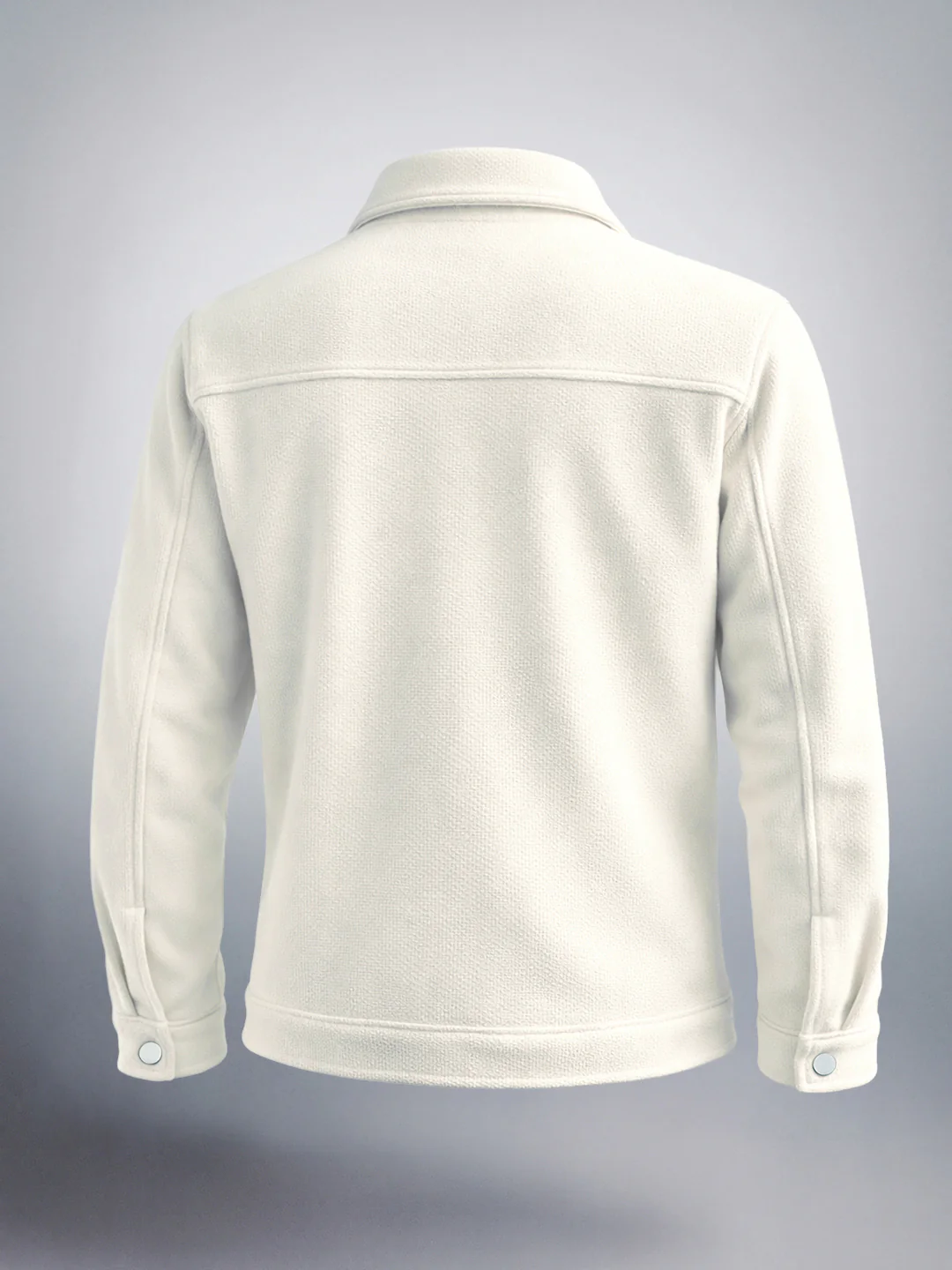 Men's White Regular Fit Solid Casual Biker Jacket - Image 5